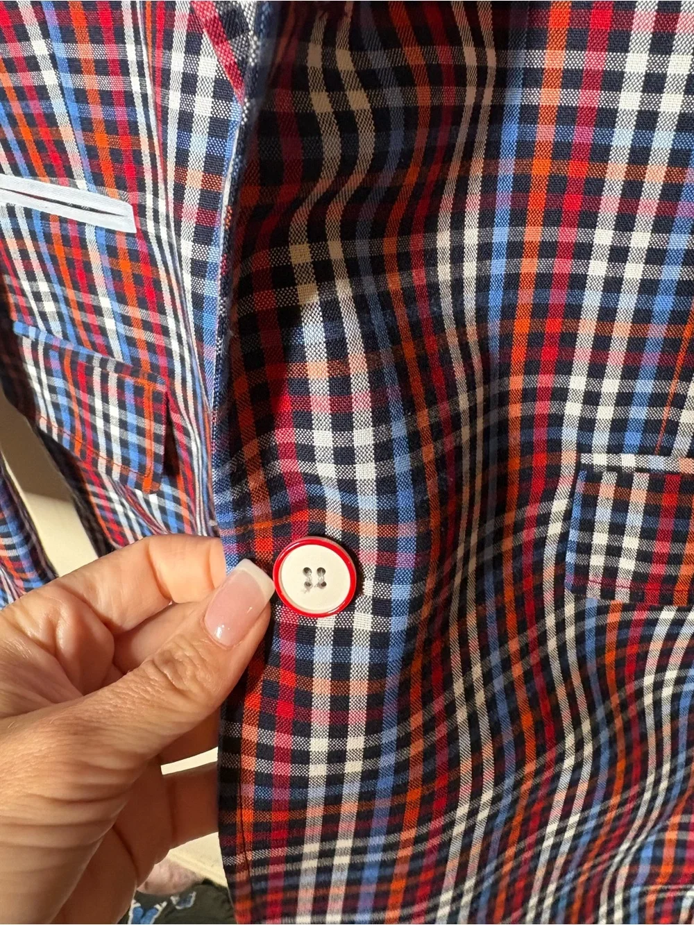 {EUC} INSERCH Men's Multicolor Check Sport Blazer - Red & Blue Plaid M